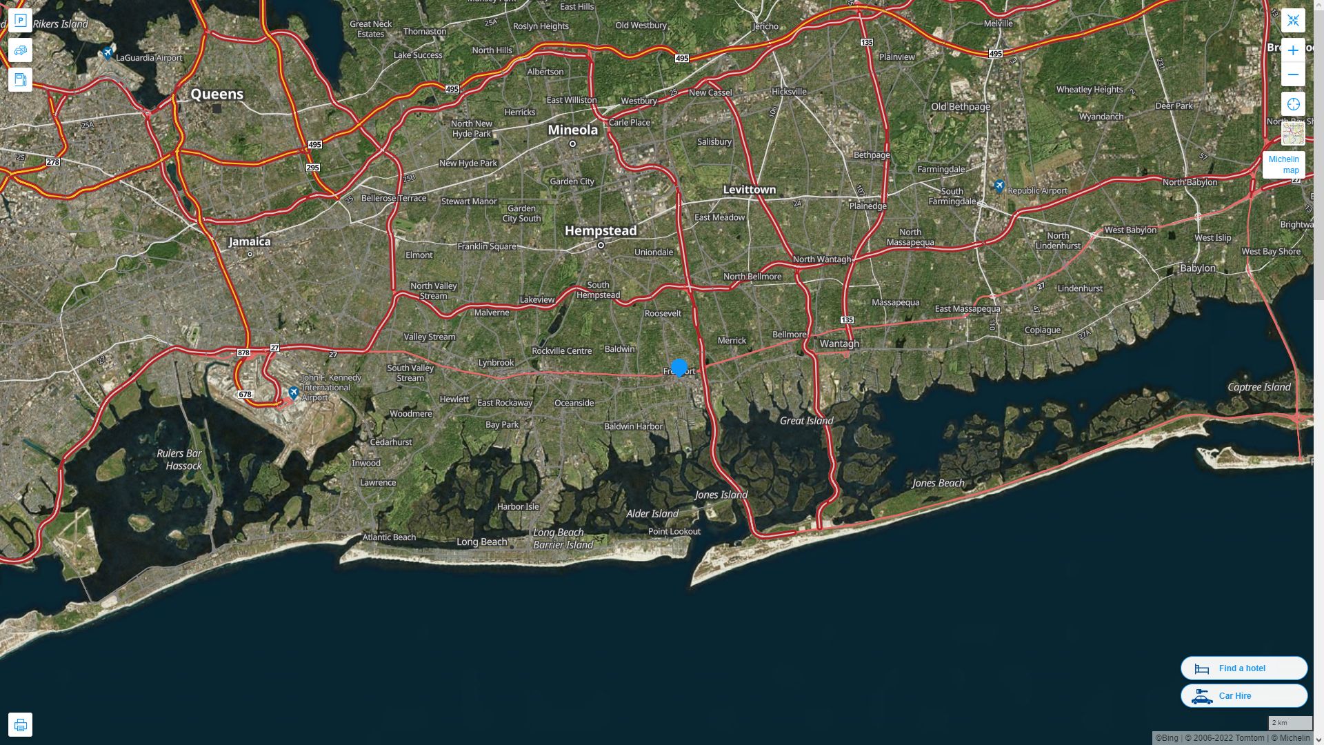 Freeport New York Highway and Road Map with Satellite View
